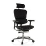 Siège de direction de luxe ERGOHUMAN GEN2 avec revêtement en tissu noir, appuie-tête et structure en métal poli de hjh OFFICE