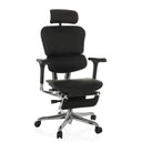 Siège de direction de luxe ERGOHUMAN PLUS LEGPRO GEN2 en cuir noir avec appuie-tête et repose-pieds de hjh OFFICE