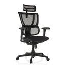 Siège de direction de luxe ERGOHUMAN SLIM ECO F GEN2 avec revêtement en maille noire, appui-tête et accoudoirs de hjh OFFICE
