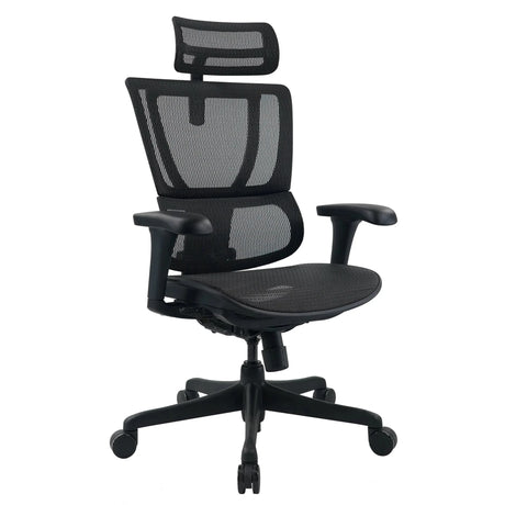 Siège de direction de luxe ERGOHUMAN SLIM ECO M GEN2 avec revêtement en maille noire et appui-tête réglable de hjh OFFICE