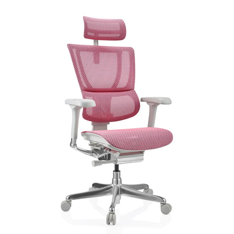 Siège de direction de luxe ERGOHUMAN SLIM G GEN2 avec revêtement en maille rose et structure blanche de hjh OFFICE