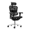 Siège de direction de luxe ERGOHUMAN ULTRA GEN2 avec revêtement en maille noire, appui-tête et pied en étoile argenté de hjh OFFICE