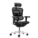 Siège de direction de luxe ERGOHUMAN ULTRA GEN2 avec revêtement en maille noire, appui-tête et pied en étoile argenté de hjh OFFICE