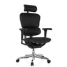 Siège de direction de luxe ERGOHUMAN ULTRA L GEN2 avec revêtement en cuir noir, appuie-tête et piètement poli de hjh OFFICE