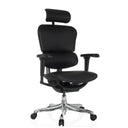 Siège de direction de luxe ERGOHUMAN ULTRA L GEN2 avec revêtement en cuir noir, appuie-tête et piètement poli de hjh OFFICE