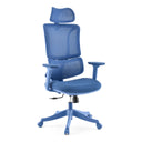 Siège de bureau à domicile Ergomy Colore bleu avec revêtement en maille 3D, appui-tête et accoudoirs de MyBuero
