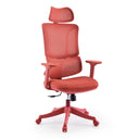 Siège de bureau à domicile Ergomy Colore en rouge avec revêtement en maille, appui-tête et accoudoirs de MyBuero