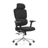 Siège de bureau de qualité professionnelle Ergomy F 2 avec revêtement en tissu noir et piètement chromé de hjh OFFICE