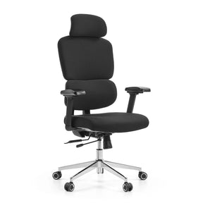 Siège de bureau de qualité professionnelle Ergomy F 2 avec revêtement en tissu noir et piètement chromé de hjh OFFICE