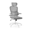 Siège de bureau à domicile ERGOMY FLEX gris avec dossier en maille, appui-tête et structure blanche de MyBuero