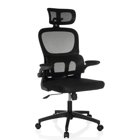 Siège de bureau à domicile ERGOMY FLEX noir avec dossier en maille et appui-tête de MyBuero
