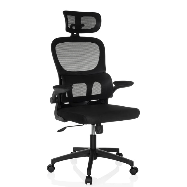 Siège de bureau à domicile ERGOMY FLEX noir avec dossier en maille et appui-tête de MyBuero