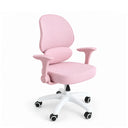 Chaise pivotante pour enfants Ergomy Kid en rose avec pied en étoile blanc et support lombaire intégré de hjh OFFICE