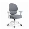 Chaise pivotante pour enfants Ergomy Kid en gris avec structure blanche, accoudoirs et cinq roulettes de hjh OFFICE