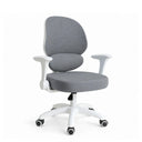 Chaise pivotante pour enfants Ergomy Kid en gris avec structure blanche, accoudoirs et cinq roulettes de hjh OFFICE