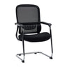 Chaises cantilever Ergomy Meet noires avec dossier en maille et piétement luge chromé de hjh OFFICE