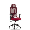 Siège de bureau à domicile ERGOMY avec assise en tissu rouge et dossier en maille de MyBuero