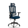 Siège de bureau à domicile ERGOMY avec revêtement en maille bleue et cadre noir de MyBuero