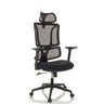 Siège de bureau à domicile ERGOMY noir avec revêtement en maille et appuie-tête de MyBuero