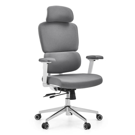Siège de bureau de qualité professionnelle Ergomy WF 2 avec revêtement en tissu gris et cadre blanc de hjh OFFICE