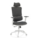 Siège de bureau à domicile ERGOMY WF avec revêtement en tissu gris et cadre blanc de MyBuero