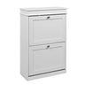 Armoire à chaussures blanche Estha 20 avec deux portes abattantes et des boutons argentés de hjh LIVING