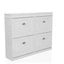 Armoire à chaussures blanche ESTHA 4 avec quatre compartiments abattants et poignées argentées de hjh LIVING