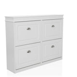 Armoire à chaussures blanche ESTHA 4 avec quatre compartiments abattants et poignées argentées de hjh LIVING