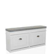 Armoire à chaussures ESTHA I blanche avec surface d'assise grise et deux tiroirs de hjh LIVING