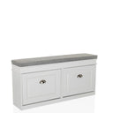 Armoire à chaussures ESTHA I blanche avec surface d'assise grise et deux tiroirs de hjh LIVING