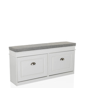 Armoire à chaussures ESTHA I blanche avec surface d'assise grise et deux tiroirs de hjh LIVING