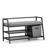 Armoire à chaussures Estha Loft en noir et gris avec coussin d'assise et boîte de rangement de hjh LIVING
