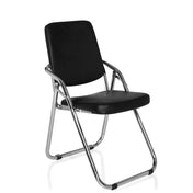Chaise pliante ESTO noire avec revêtement en similicuir et structure chromée de hjh OFFICE