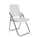 Chaise pliante ESTO blanche avec revêtement en similicuir et structure chromée de hjh OFFICE