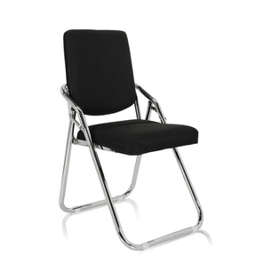 Chaise pliante ESTO noire avec housse en tissu et structure métallique chromée de hjh OFFICE