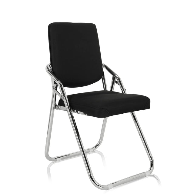 Chaise pliante ESTO noire avec housse en tissu et structure métallique chromée de hjh OFFICE
