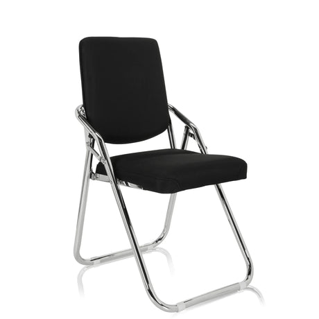 Chaise pliante ESTO noire avec housse en tissu et structure métallique chromée de hjh OFFICE