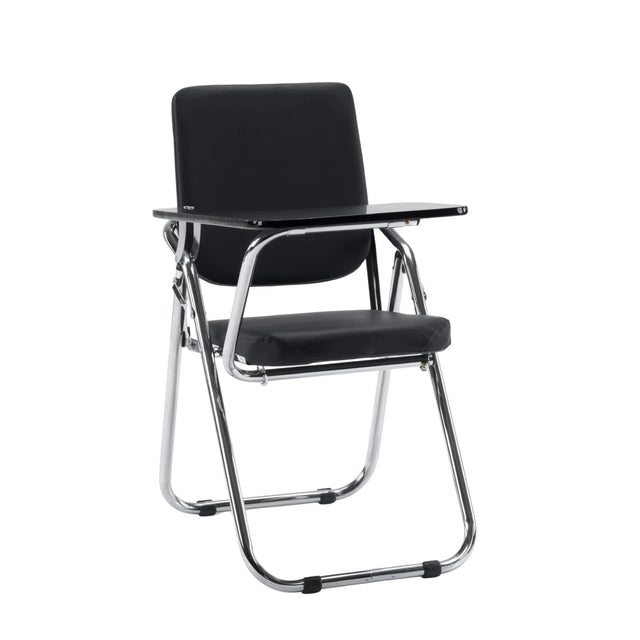 Chaise pliante noire Esto T avec tablette intégrée et structure chromée de hjh OFFICE