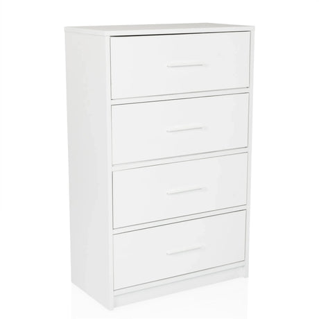 Commode blanche ESTORIA avec quatre tiroirs et poignées simples de hjh LIVING