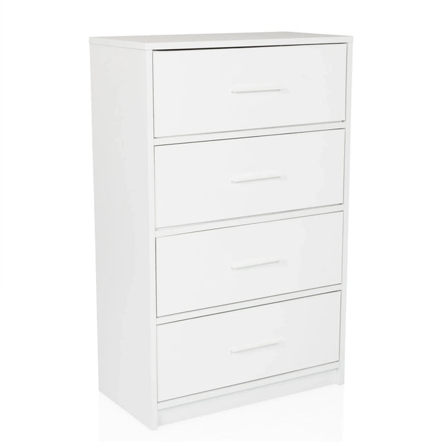 Commode blanche ESTORIA avec quatre tiroirs et poignées simples de hjh LIVING