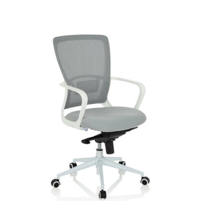 Siège de bureau à domicile ESTRIA en gris avec dossier en maille et structure blanche de hjh OFFICE