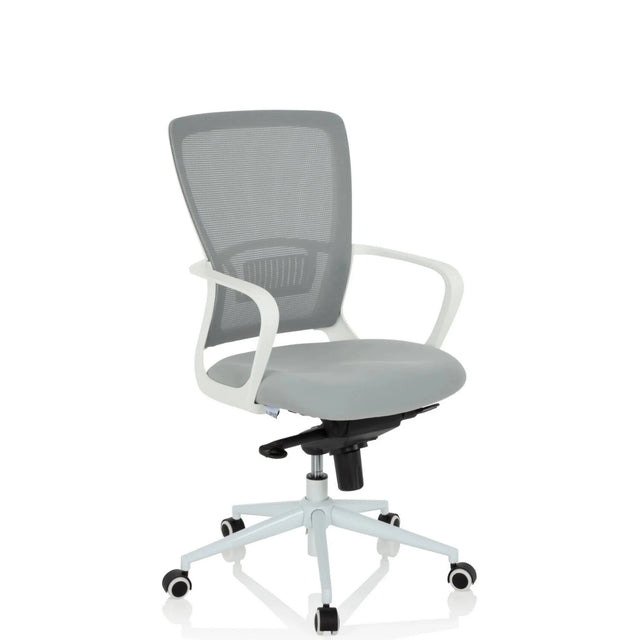 Siège de bureau à domicile ESTRIA en gris avec dossier en maille et structure blanche de hjh OFFICE
