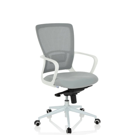 Siège de bureau à domicile ESTRIA en gris avec dossier en maille et structure blanche de hjh OFFICE
