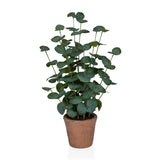 Plante artificielle Eucalyptus de couleur verte avec des feuilles rondes dans un pot en terre cuite marron de hjh OFFICE