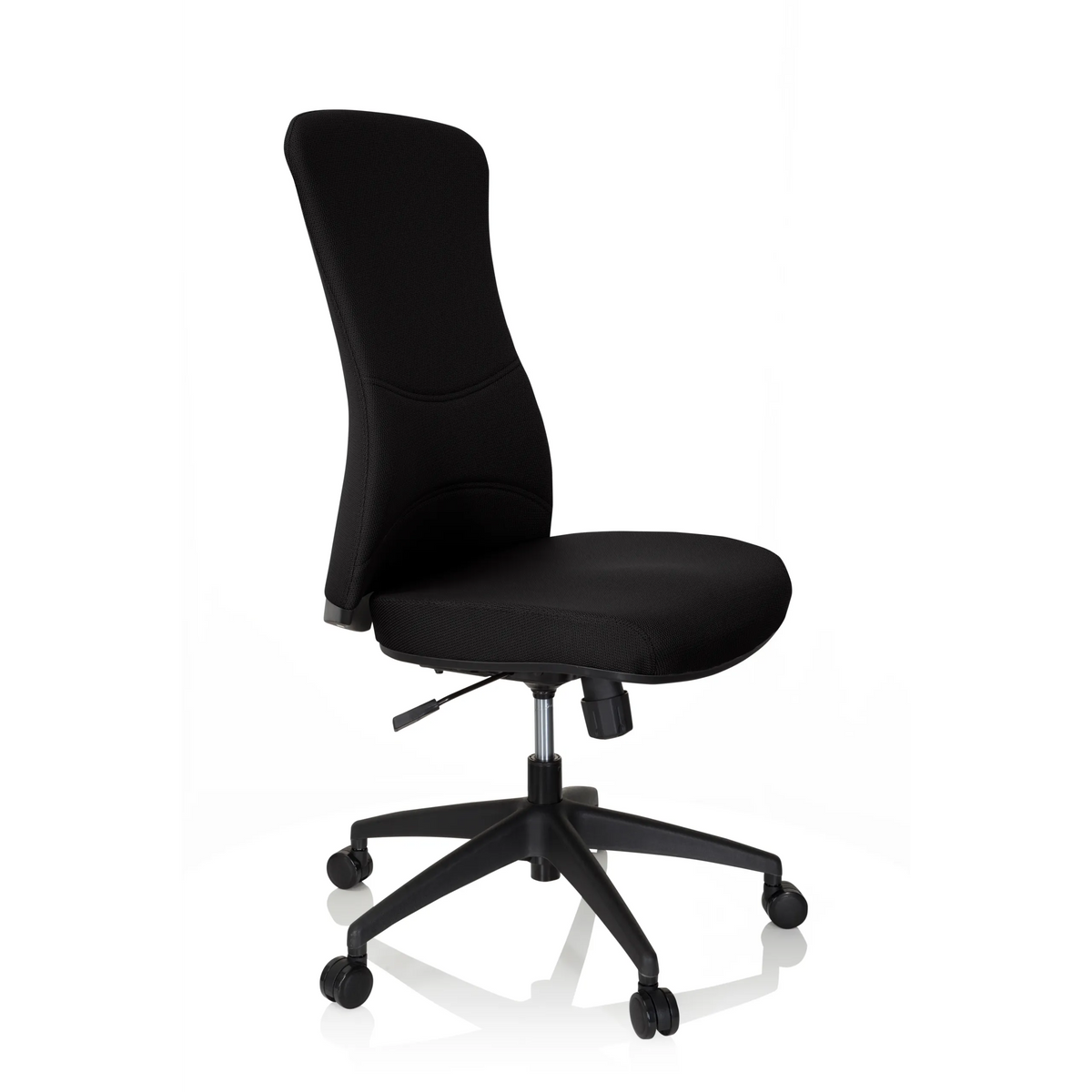 Siège de bureau de qualité professionnelle OFFICE XT noir avec piètement et cinq roulettes de hjh OFFICE – vue à 360° (vue de trois quarts avant 60°)