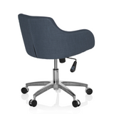 Siège de bureau à domicile SOLAO 100 gris foncé avec coque rembourrée et base à cinq roulettes de hjh OFFICE – vue à 360° (vue de trois quarts arrière 140°)