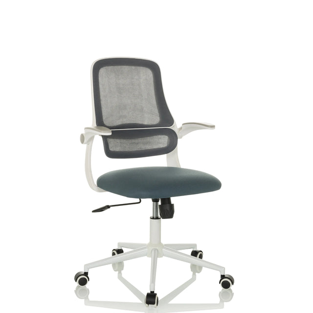 Homeoffice-Bürostuhl MIKO W ECO mit grauer Netzrückenlehne und weißem Gestell von hjh OFFICE