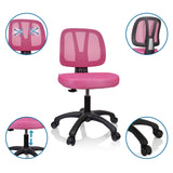 Chaise pivotante pour des enfants KID YU 200 rose avec dossier en maille, assise réglable en hauteur et roulettes de hjh OFFICE