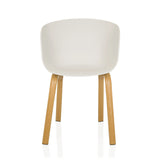 Chaise à coque blanche OSLO W avec quatre pieds en bois clair de hjh LIVING – vue à 360° (vue de face 0°)