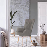 Fauteuil rembourré gris HAVENIO I avec capitonnage et quatre pieds en bois clair de hjh LIVING